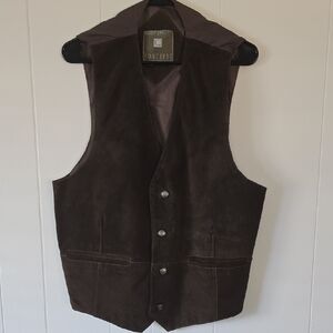Custom Oklahoma Seal Buttons Men's Chocolate Brown Suede Vest